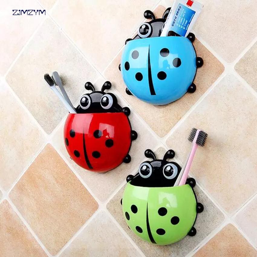 Ladybug Toothbrush & Toothpaste Holder, Wall-Mounted Toothbrush Storage, Wall Sucker Bathroom Holder Ladybug Toothbrush & Toothpaste Holder, Wall-Mounted Toothbrush Storage, Wall Sucker Bathroom Holder